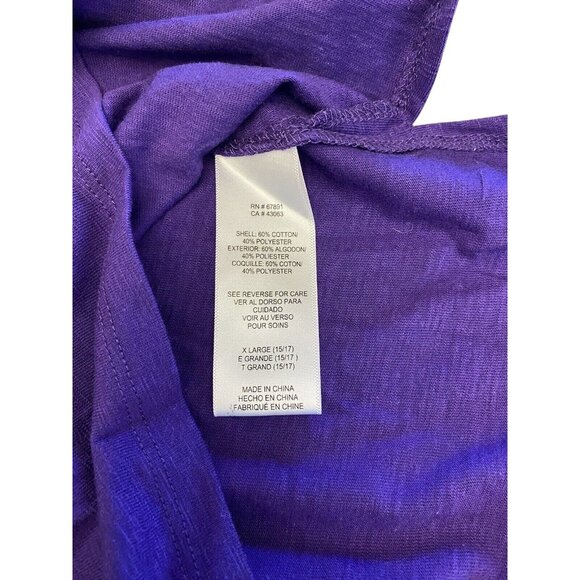 LSU Purple & Gray Juniors Long Sleeve V-Neck Shirt With Rhinestone Logo Size XL - Picture 7 of 13